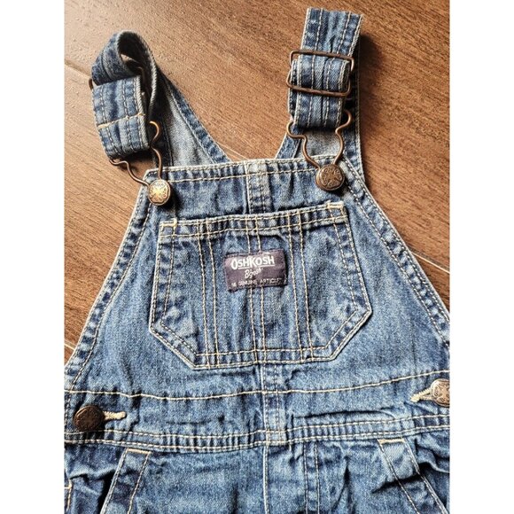 Vintg Oshkosh B’Gosh Toddler Denim overalls Vestback 12 Mos Farm Prarie Casual - Picture 3 of 9